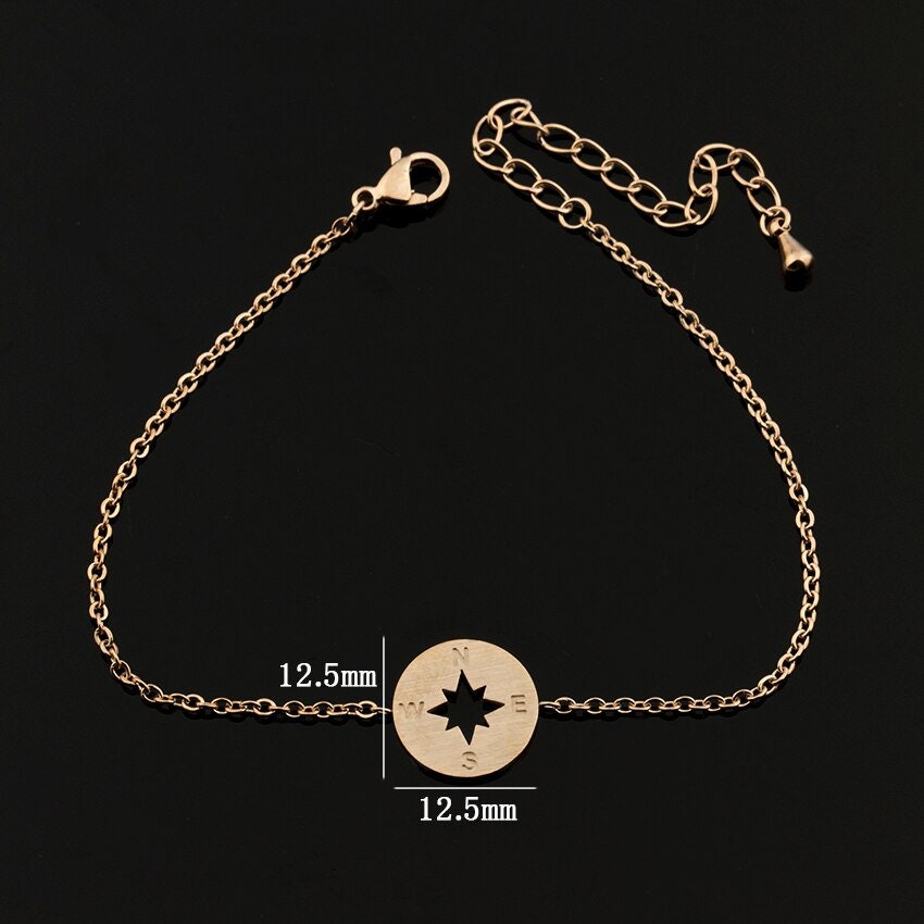 Boho Compass Star North South , 18K Gold Layered Yogi Bracelet, Dainty Minimalist Jewelry, Delicate Handmade for Women, Gift for Her