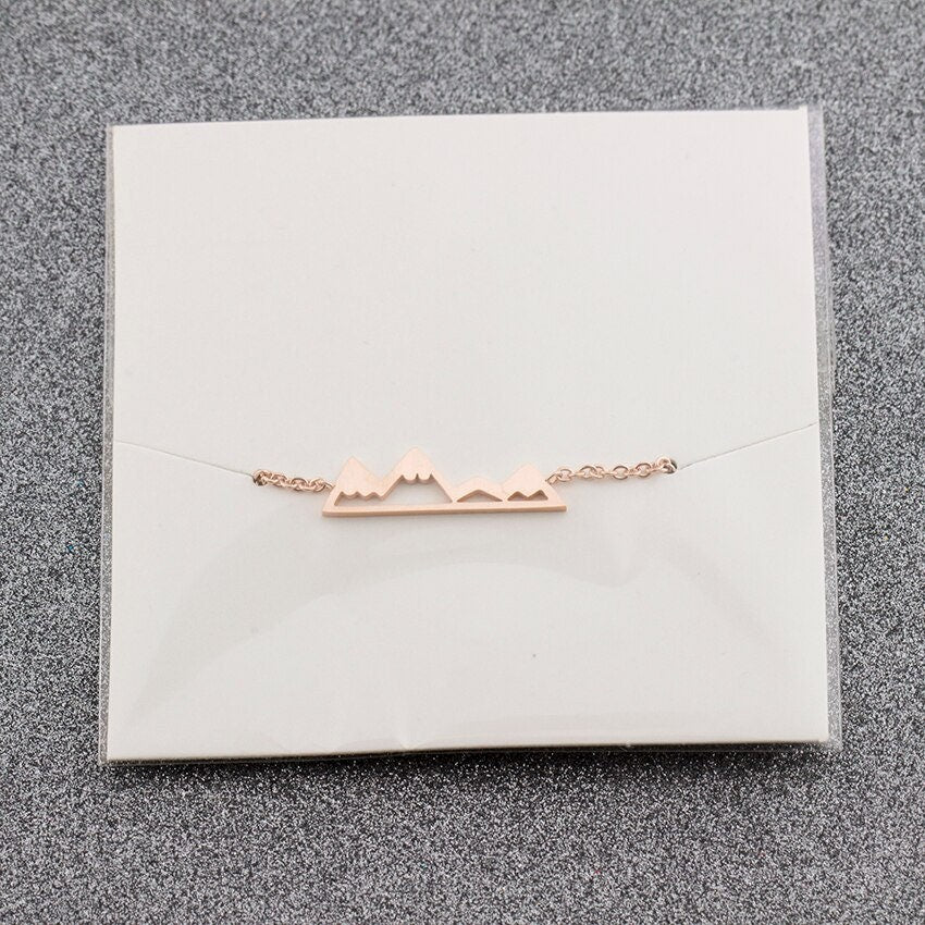 Boho Mountain Outdoor Snowy Travel , 18K Gold Layered Yogi Bracelet, Dainty Minimalist Jewelry, Delicate Handmade for Women, Gift for Her