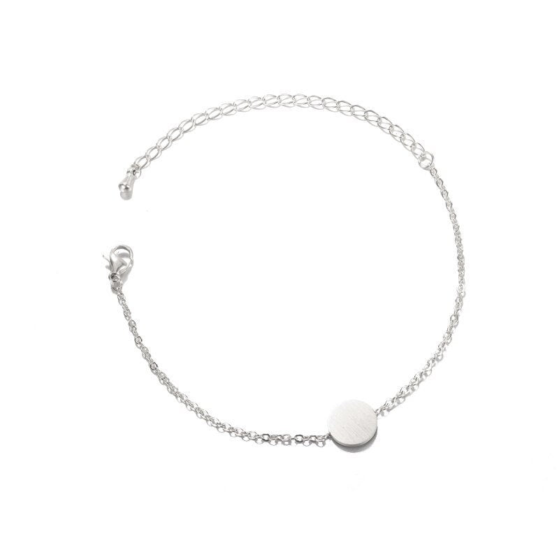 Boho Charm Simple Round Circle , 18K Gold Layered Yogi Bracelet, Dainty Minimalist Jewelry, Delicate Handmade for Women, Gift for Her