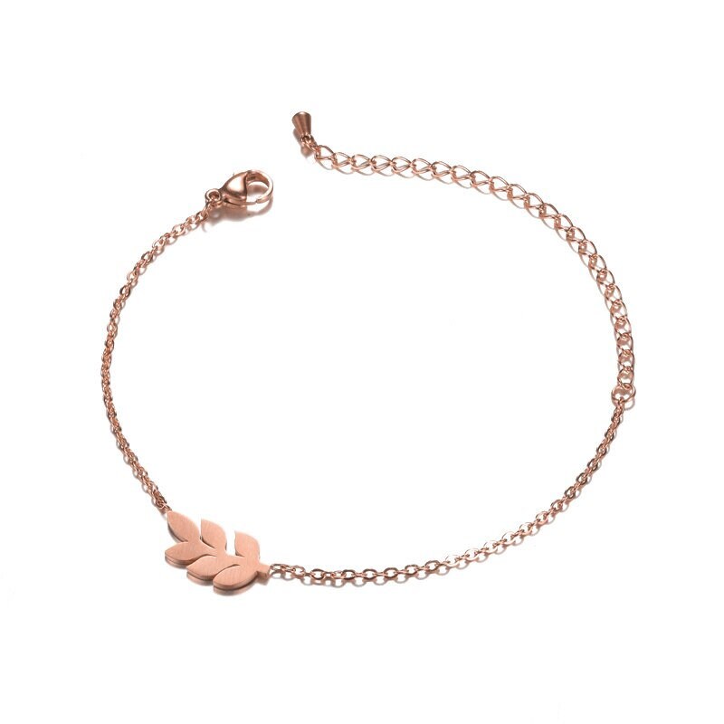 Boho Charm Bay Leaf, 18K Gold Layered Yogi Bracelet, Dainty Minimalist Jewelry, Delicate Handmade for Women, Gift for Her
