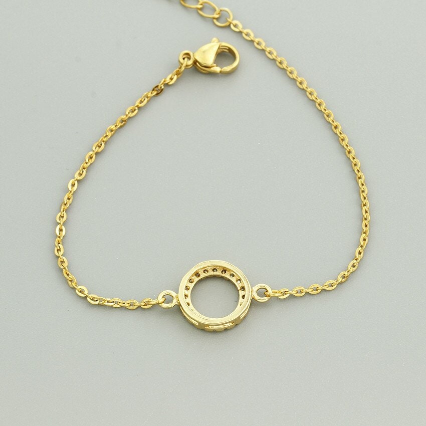 Boho Charm Crystal Round Circle , 18K Gold Layered Yogi Bracelet, Dainty Minimalist Jewelry, Delicate Handmade for Women, Gift for Her