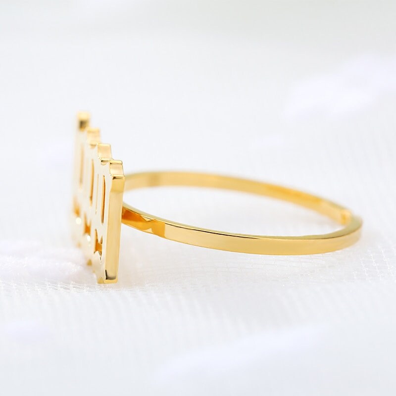 Custom Year Birthdate, 18K Gold Personalized Stackable Ring, Dainty Minimalist Jewelry, Delicate Handmade for Women, Gift for Her