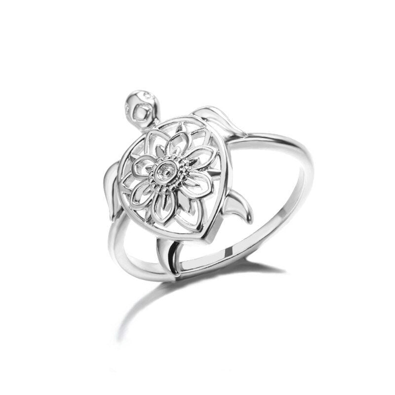 Boho Henna Turtle, 18K Gold Yogi Stackable Ring, Dainty Minimalist Jewelry, Delicate Handmade for Women, Gift for Her