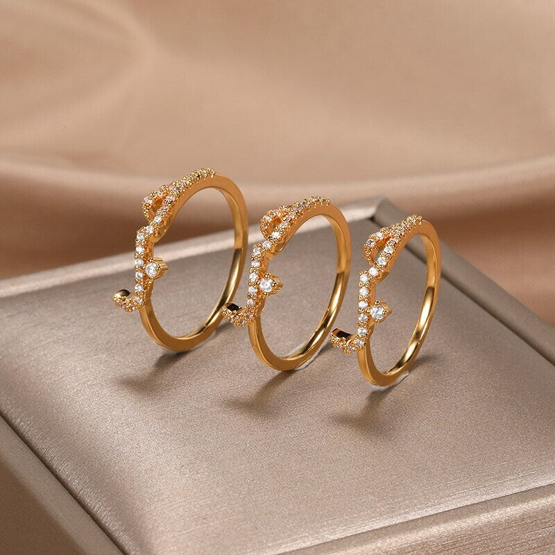 Crystal Arabic Love, 18K Gold Religious Stackable Ring, Dainty Minimalist Jewelry, Delicate Handmade for Women, Gift for Her