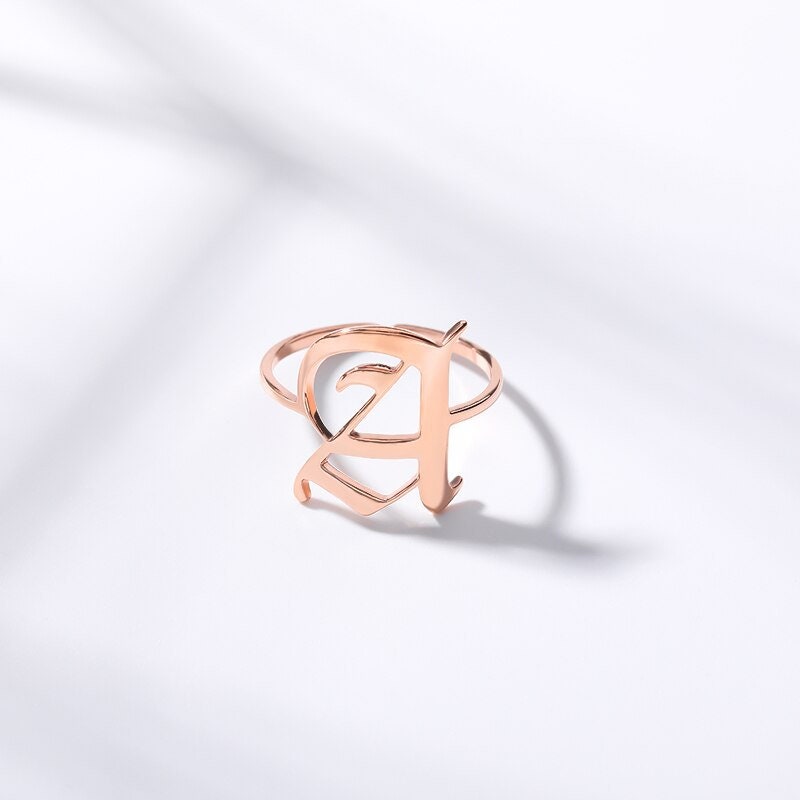 Custom Letter Initial, 18K Gold Personalized Stackable Ring, Dainty Minimalist Jewelry, Delicate Handmade for Women, Gift for Her