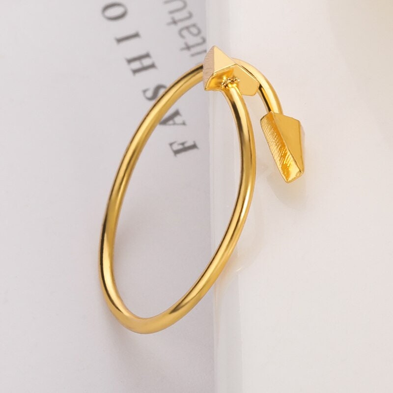 Boho Arrow, 18K Gold Yogi Stackable Ring, Dainty Minimalist Jewelry, Delicate Handmade for Women, Gift for Her