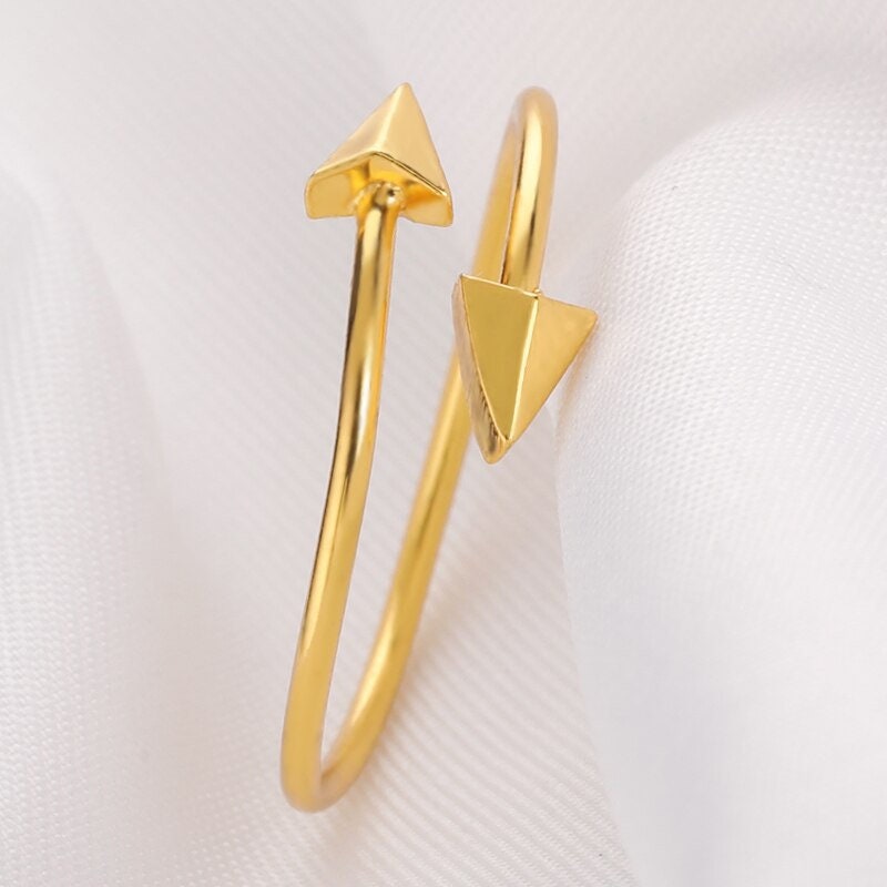 Boho Arrow, 18K Gold Yogi Stackable Ring, Dainty Minimalist Jewelry, Delicate Handmade for Women, Gift for Her