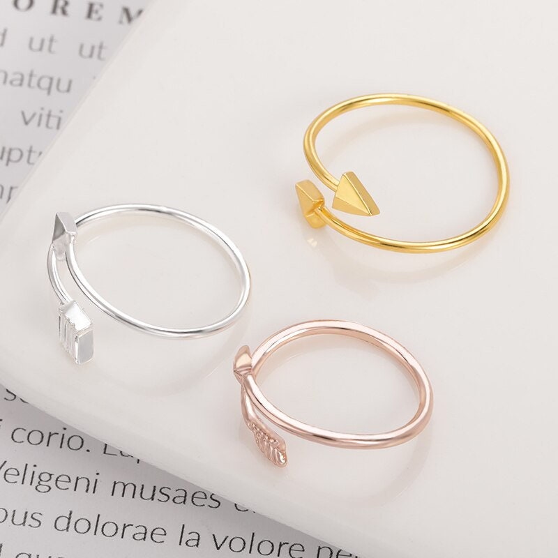 Boho Arrow, 18K Gold Yogi Stackable Ring, Dainty Minimalist Jewelry, Delicate Handmade for Women, Gift for Her