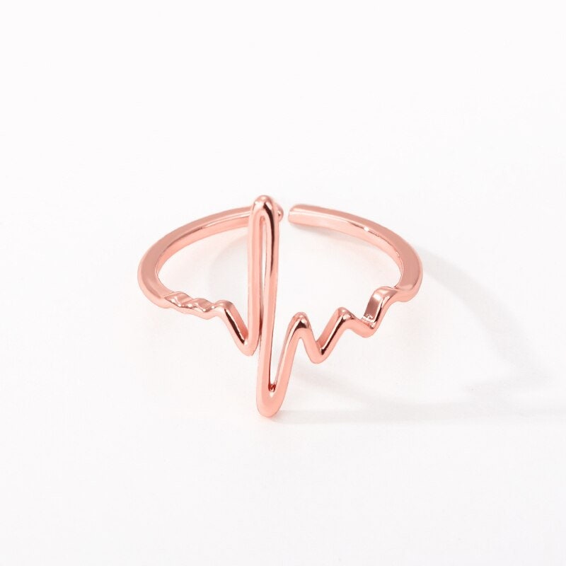 Boho Heartbeat Pulse, 18K Gold Yogi Stackable Ring, Dainty Minimalist Jewelry, Delicate Handmade for Women, Gift for Her