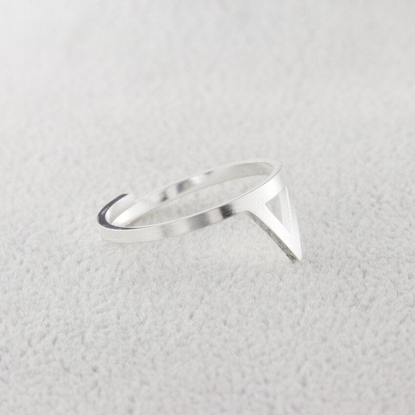 Boho Triangle, 18K Gold Yogi Stackable Ring, Dainty Minimalist Jewelry, Delicate Handmade for Women, Gift for Her