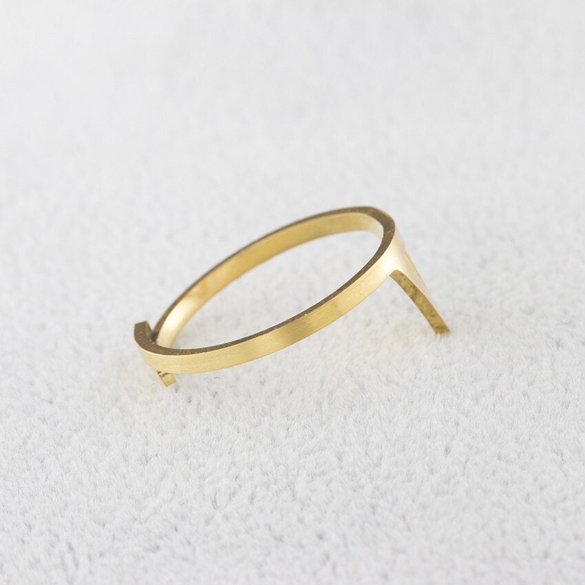 Boho Triangle, 18K Gold Yogi Stackable Ring, Dainty Minimalist Jewelry, Delicate Handmade for Women, Gift for Her