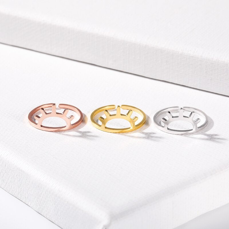 Boho Cute Sun, 18K Gold Yogi Stackable Ring, Dainty Minimalist Jewelry, Delicate Handmade for Women, Gift for Her