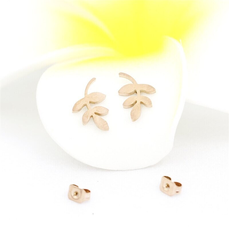 Boho Hippie Vine Leaf Studs, 18K Gold Everyday Earrings, Dainty Minimalist Jewelry, Delicate Handmade  for Women, Gift for Her