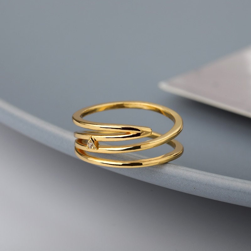Punk Layer Ring, 18K Gold Layer Ring, Twist Layer Ring, Punk Fashion Ring for Women, Gift for Her