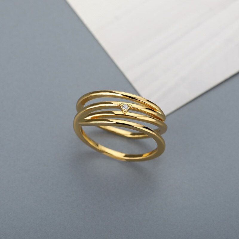 Punk Layer Ring, 18K Gold Layer Ring, Twist Layer Ring, Punk Fashion Ring for Women, Gift for Her