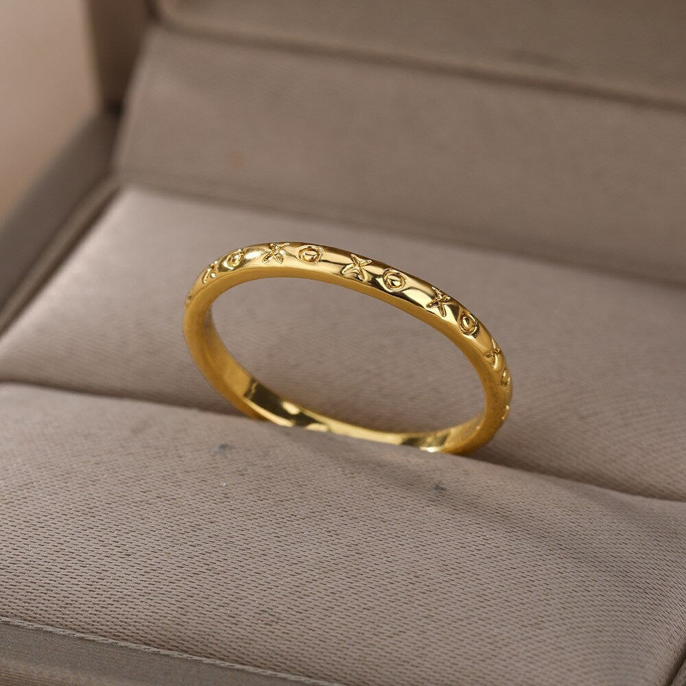 Dainty Love Ring, 18K Gold Love Ring, Engraved Love Ring, Punk Fashion Ring for Women, Gift for Her