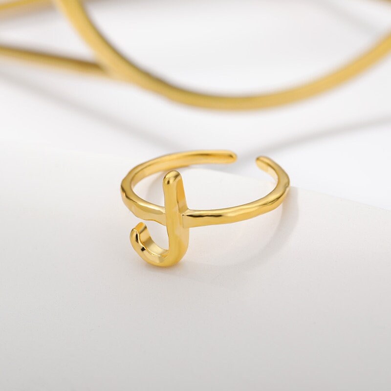 Dainty Initial Ring, Minimalistic Initial Ring, 18K Gold Initial Ring, Custom Initial Ring, Letter Fashion Ring for Women, Gift for Her
