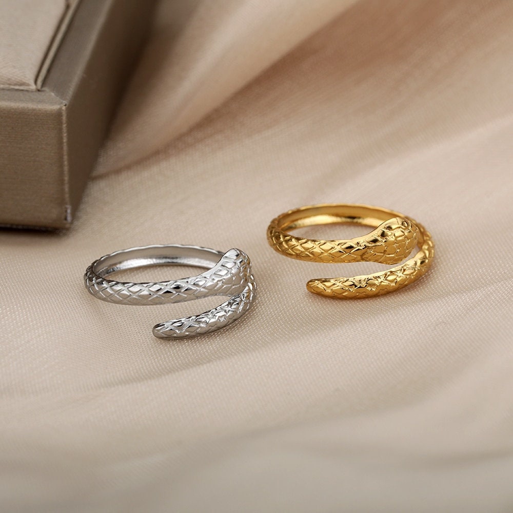 Dainty Snake Ring, 18K Gold Snake Ring, Snake Wrap Ring, Punk Snake Fashion Ring for Women, Gift for Her
