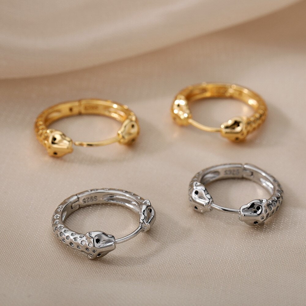 Snake Head Hoops, 18K Gold Everyday Earrings, Dainty Minimalist Jewelry, Punk Gothic Delicate Handmade for Women, Gift for Her