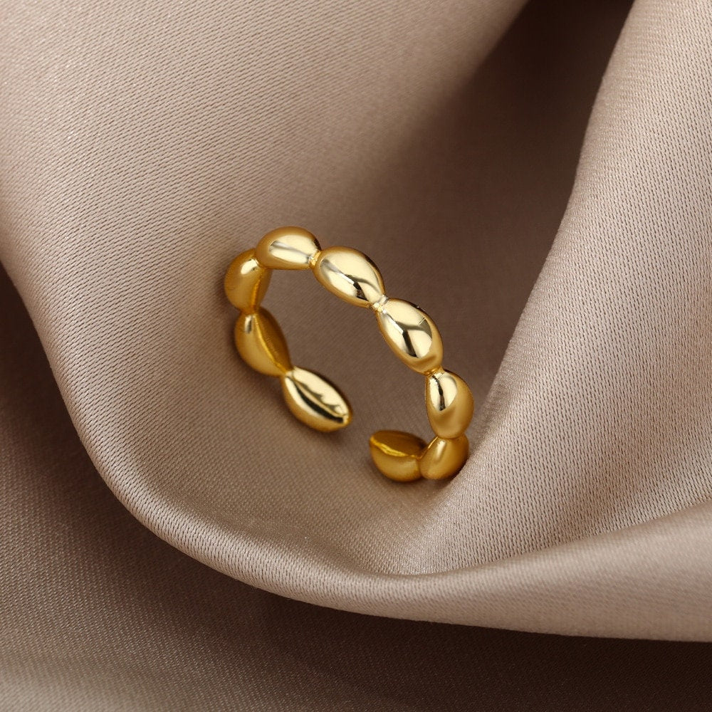 Gold Bead Ring, 18K Gold Stackable, Dainty Minimalist Jewelry, Boho Delicate Handmade for Women, Gift for Her