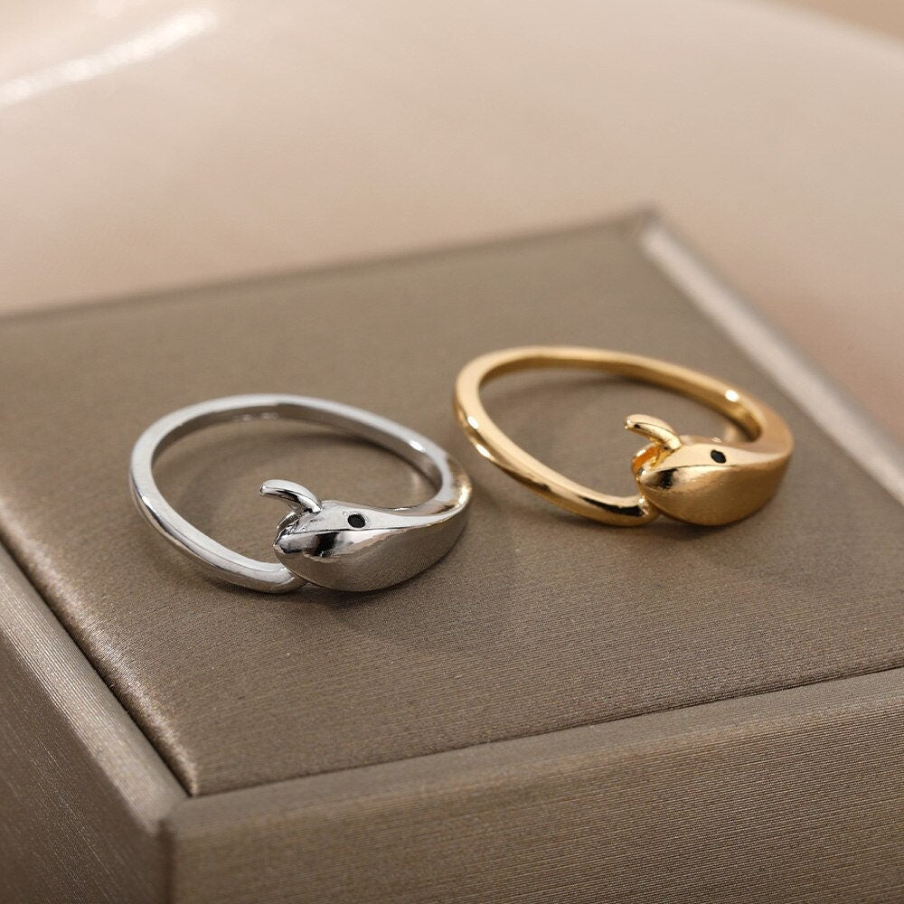 Snake Wrap Ring, 18K Gold Gothic Stackable, Dainty Minimalist Jewelry, Punk Delicate Handmade for Women, Gift for Her