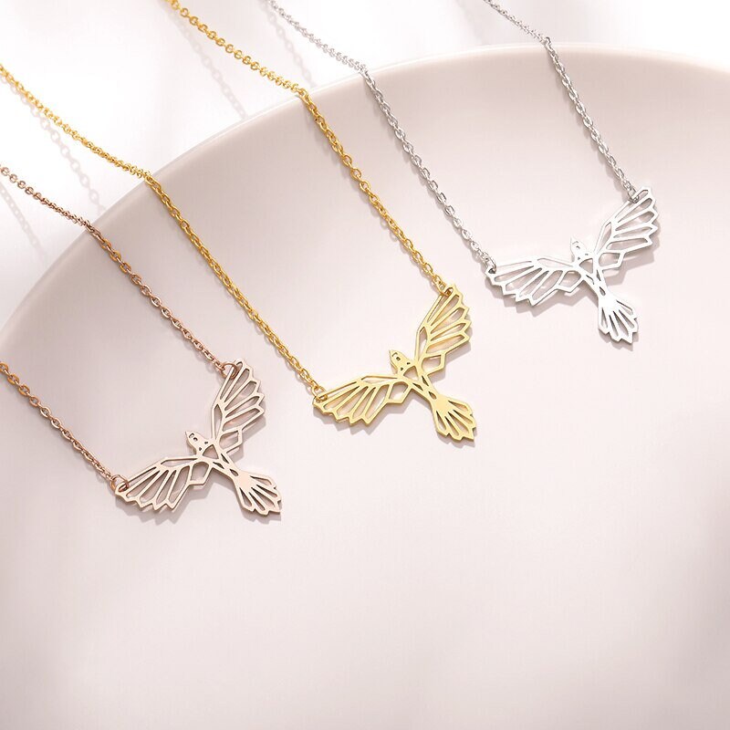 Punk Phoenix Pendant, 18K Gold Layered Necklace, Gothic Dainty Minimalist Jewelry, Delicate Handmade for Women, Gift for Her