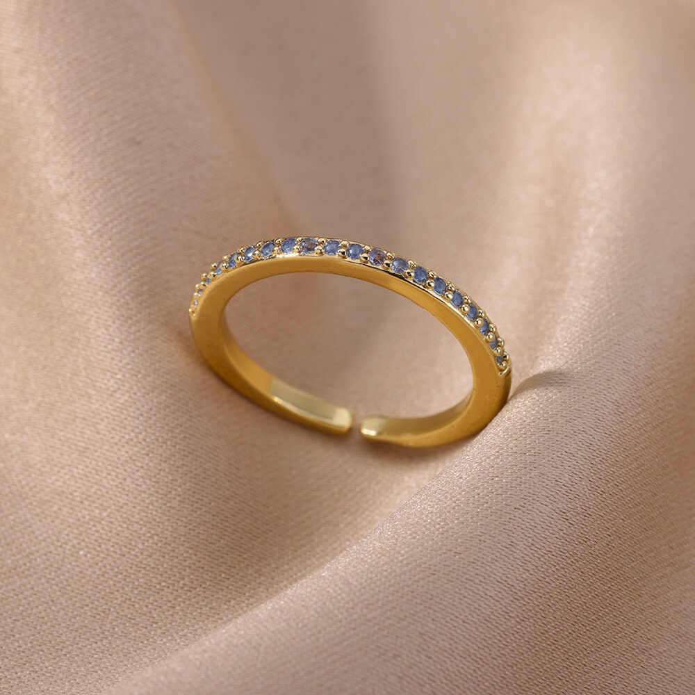 Boho Multicolor Band, 18K Gold Yogi Stackable Ring, Dainty Minimalist Jewelry, Delicate Handmade for Women, Gift for Her
