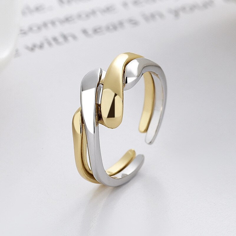 Punk Wavy Wrap Twist, 18K Gold Gothic Stackable Ring, Dainty Minimalist Jewelry, Delicate Handmade for Women, Gift for Her