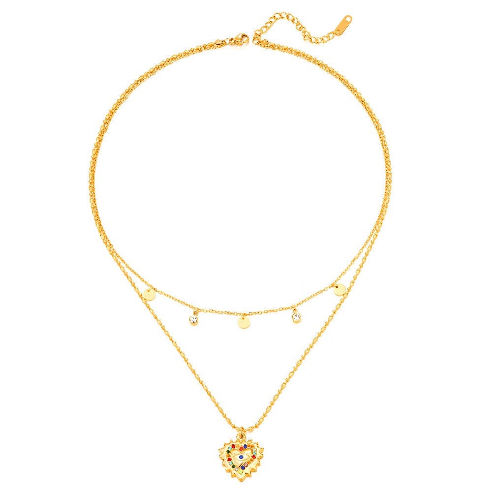 Punk Evil Eye Heart Pendant, 18K Gold Layered Necklace, Gothic Dainty Minimalist Jewelry, Delicate Handmade for Women, Gift for Her