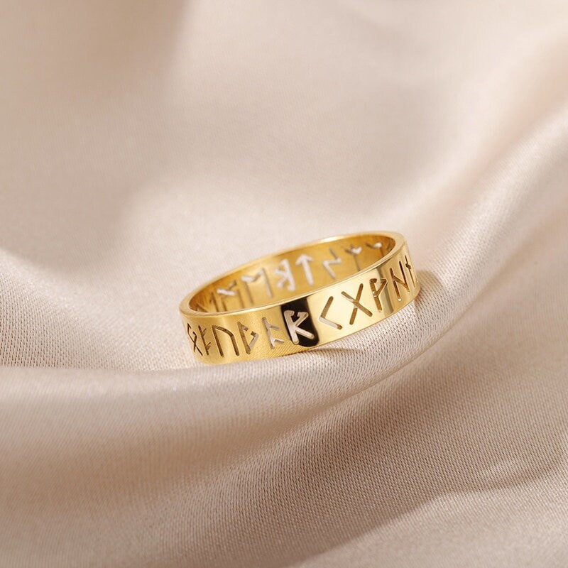 Nordic Viking Rune, 18K Gold Ring, Dainty Minimalist Accessories, Delicate Handmade Jewelry for Women, Gift for Her