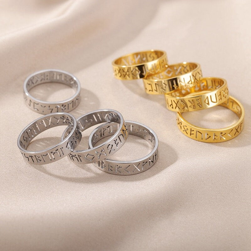 Nordic Viking Rune, 18K Gold Ring, Dainty Minimalist Accessories, Delicate Handmade Jewelry for Women, Gift for Her