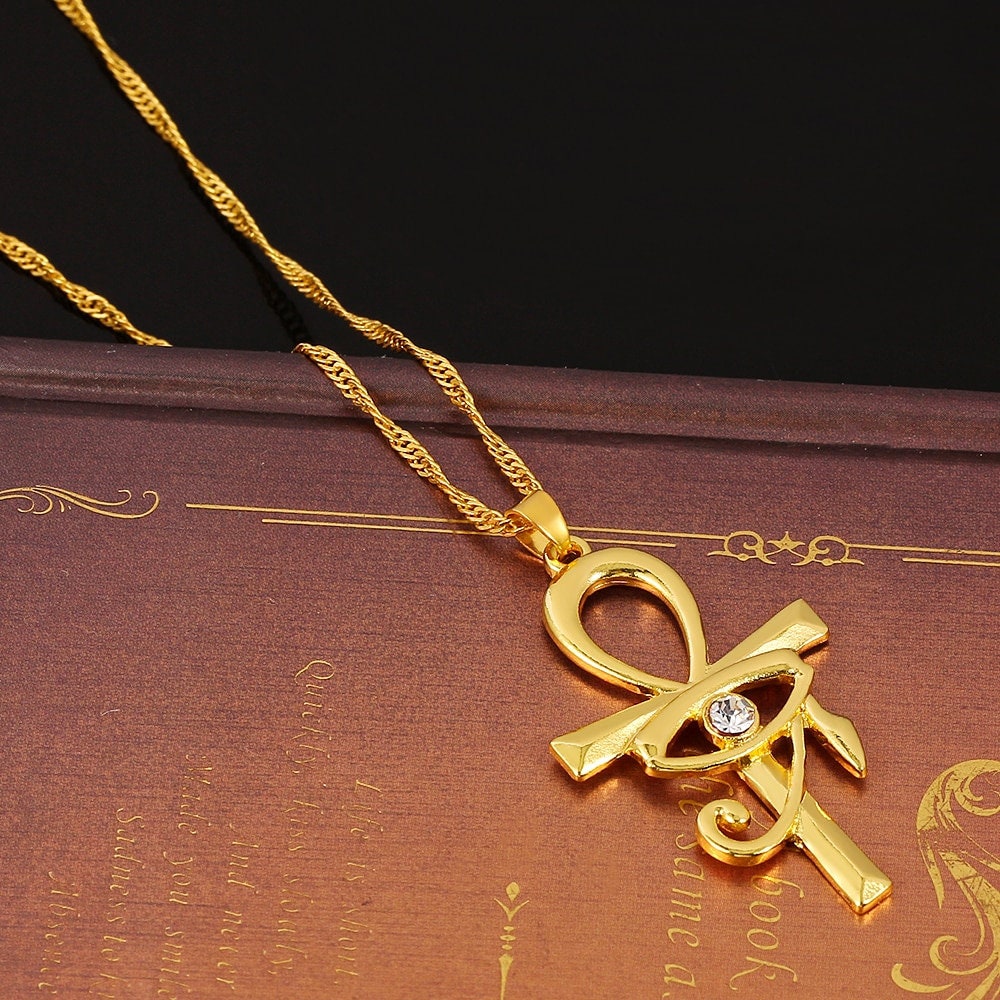 Punk Eye of Horus Egyptian Pendant, 18K Gold Layered Necklace, Gothic Dainty Minimalist Jewelry, Delicate Handmade for Women, Gift for Her