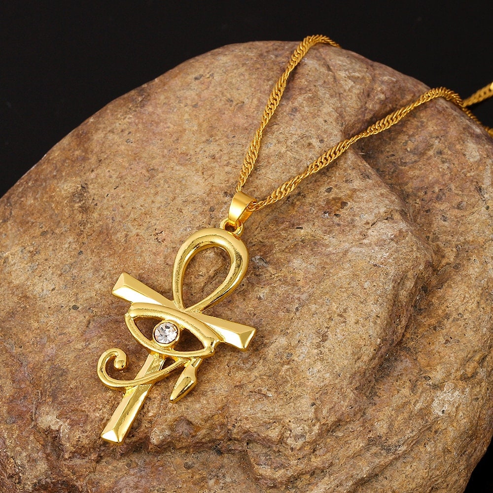 Punk Eye of Horus Egyptian Pendant, 18K Gold Layered Necklace, Gothic Dainty Minimalist Jewelry, Delicate Handmade for Women, Gift for Her