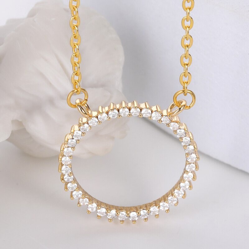 Punk Large Crystal Round Pendant, 18K Gold Layered Necklace, Gothic Dainty Minimalist Jewelry, Delicate Handmade for Women, Gift for Her
