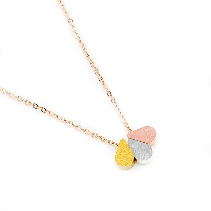 Boho Teardrop Raindrop Pendant, 18K Gold Layered Yogi Necklace, Dainty Minimalist Jewelry, Delicate Handmade for Women, Gift for Her
