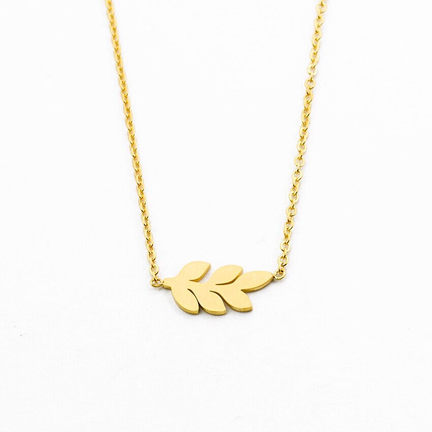 Boho Cute Charm Bay Leaf Pendant, 18K Gold Layered Yogi Necklace, Dainty Minimalist Jewelry, Delicate Handmade for Women, Gift for Her