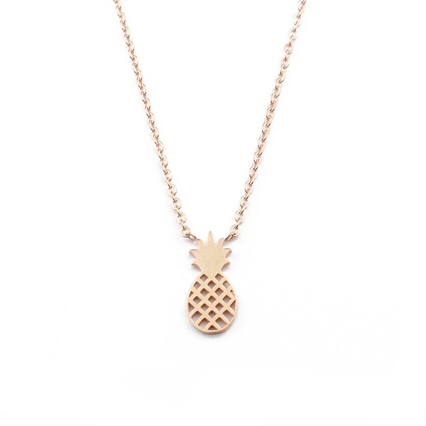 Boho Cute Pineapple Charm Pendant, 18K Gold Layered Yogi Necklace, Dainty Minimalist Jewelry, Delicate Handmade for Women, Gift for Her