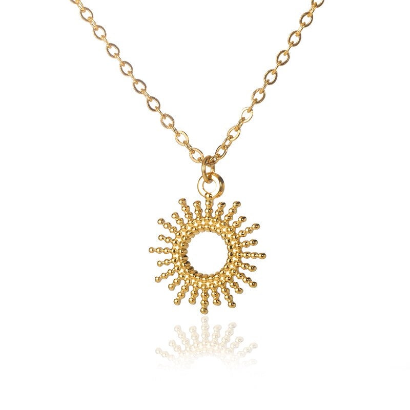 Punk Tarot Sun Pendant, 18K Gold Layered Necklace, Gothic Dainty Minimalist Jewelry, Delicate Handmade for Women, Gift for Her