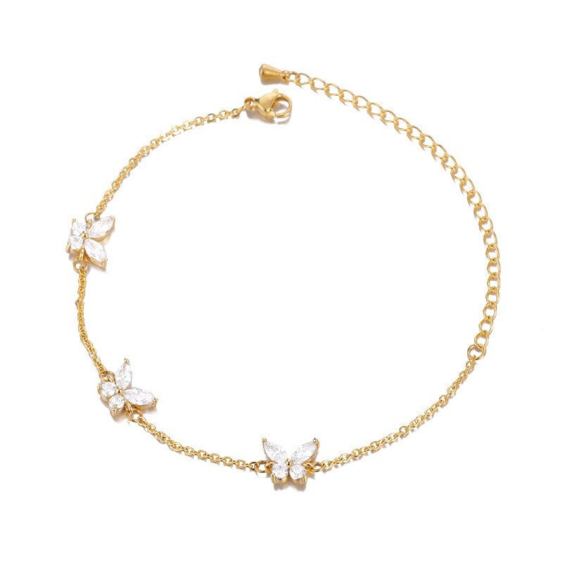 Boho Hippie Butterfly Crystal , 18K Gold Layered Yogi Bracelet, Dainty Minimalist Jewelry, Delicate Handmade for Women, Gift for Her