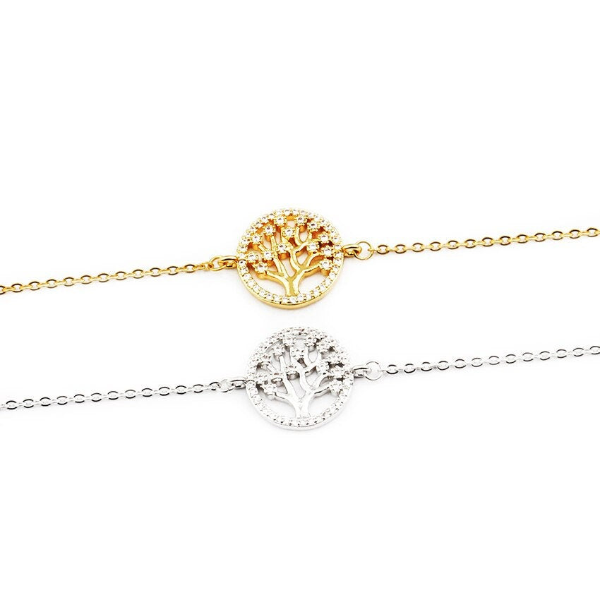 Boho Hippie Tree of Life Nature Yoga , 18K Gold Layered Yogi Bracelet, Dainty Minimalist Jewelry, Delicate Handmade for Women, Gift for Her