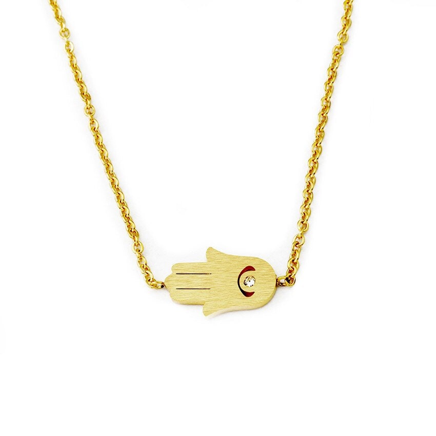 Punk Hamsa Hand Evil Eye, 18K Gold Layered Gothic Bracelet, Dainty Minimalist Jewelry, Delicate Handmade for Women, Gift for Her