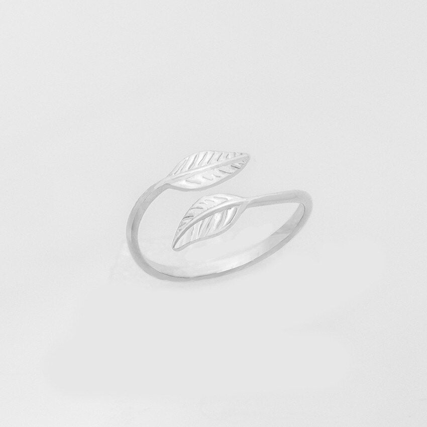 Hippie Boho Leaf, 18K Gold Yogi Stackable Ring, Dainty Minimalist Jewelry, Delicate Handmade for Women, Gift for Her