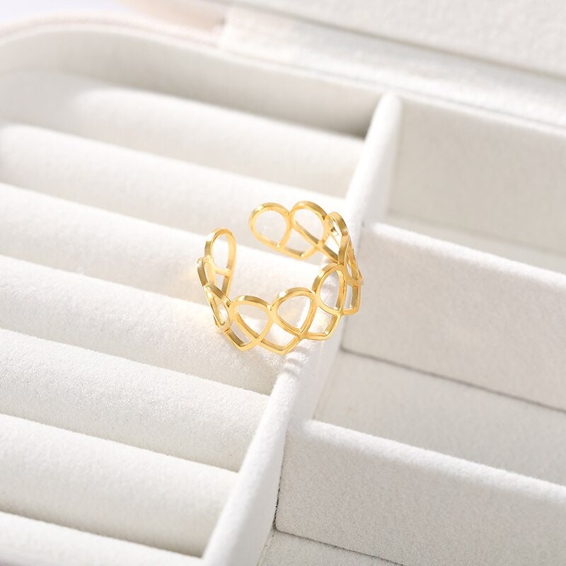 Boho Cute Open Wrap, 18K Gold Yogi Stackable Ring, Dainty Minimalist Jewelry, Delicate Handmade for Women, Gift for Her