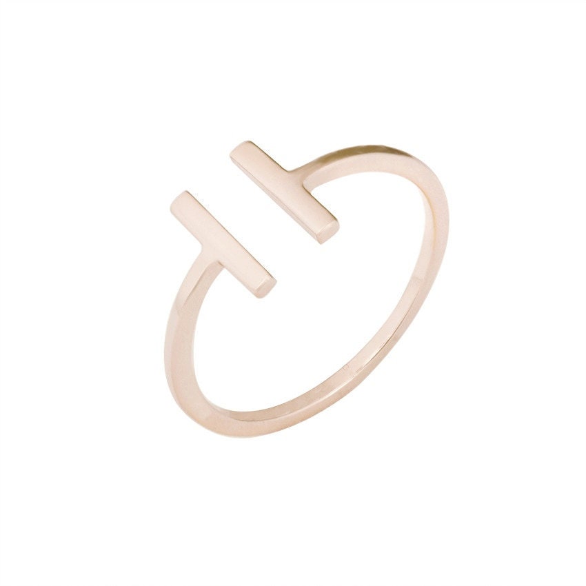 Punk Bars Parallel , 18K Gold Gothic Stackable Ring, Dainty Minimalist Jewelry, Delicate Handmade for Women, Gift for Her