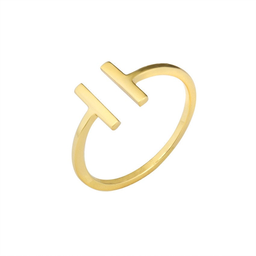 Punk Bars Parallel , 18K Gold Gothic Stackable Ring, Dainty Minimalist Jewelry, Delicate Handmade for Women, Gift for Her