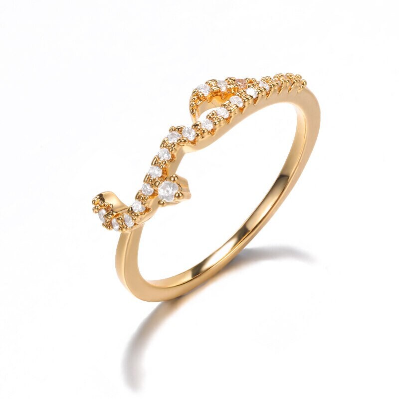 Crystal Arabic Love, 18K Gold Religious Stackable Ring, Dainty Minimalist Jewelry, Delicate Handmade for Women, Gift for Her