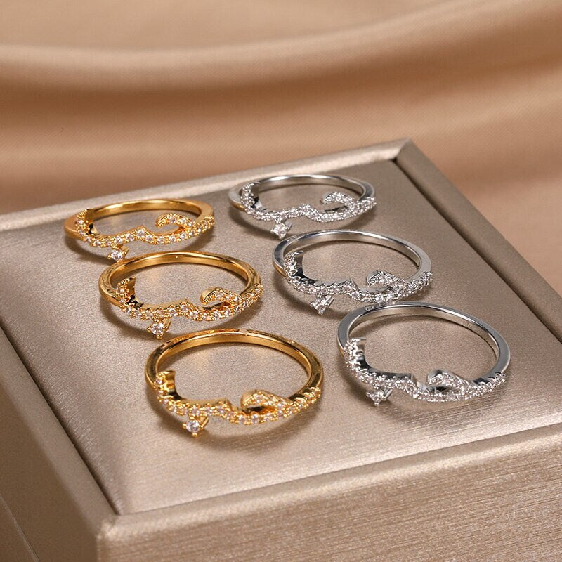 Crystal Arabic Love, 18K Gold Religious Stackable Ring, Dainty Minimalist Jewelry, Delicate Handmade for Women, Gift for Her