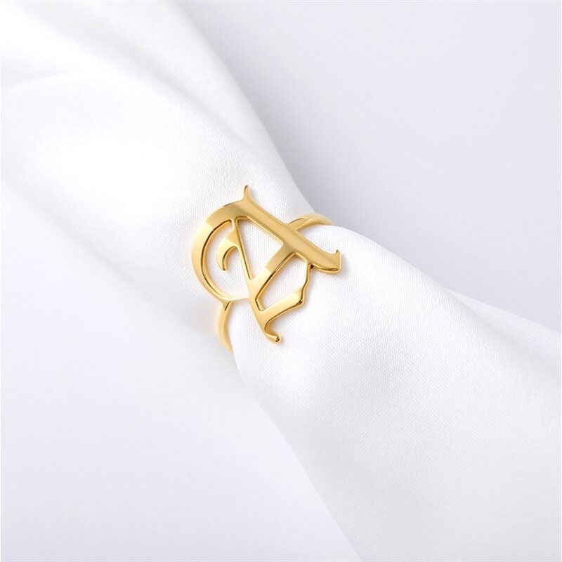Custom Letter Initial, 18K Gold Personalized Stackable Ring, Dainty Minimalist Jewelry, Delicate Handmade for Women, Gift for Her