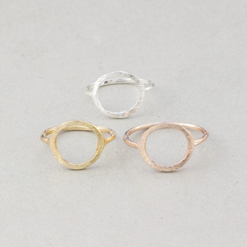 Boho Organic Circle, 18K Gold Yogi Stackable Ring, Dainty Minimalist Jewelry, Delicate Handmade for Women, Gift for Her