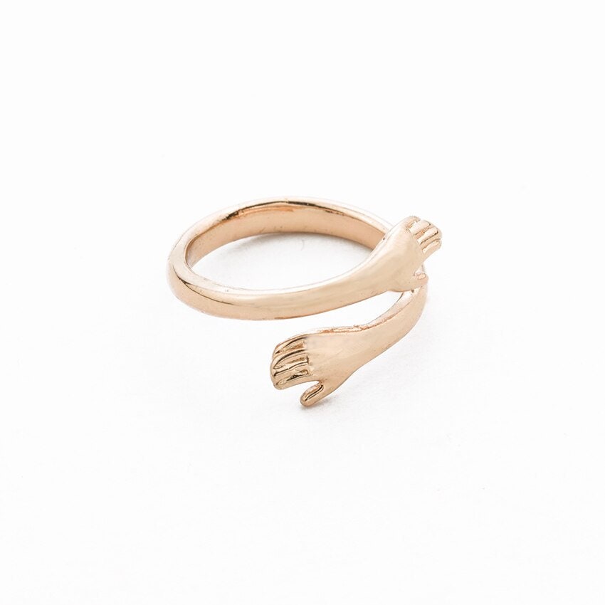 Punk Hug Wrap Arms, 18K Gold Gothic Stackable Ring, Dainty Minimalist Jewelry, Delicate Handmade for Women, Gift for Her